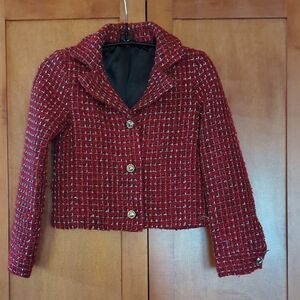 Guess Red Tweed Girls Kids Blazer 8